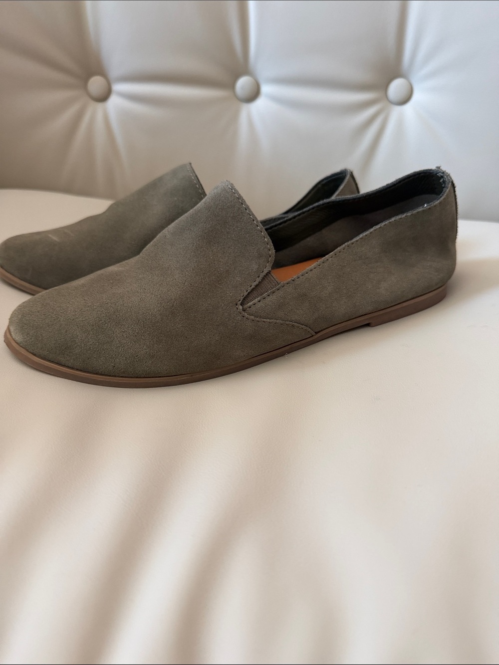 Lucky Brand Women's Suede Slip-On Loafers in Taupe Gray